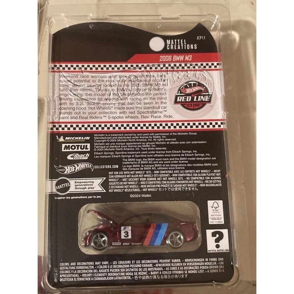 Hot Wheels RLC Redline Club Exclusive 2006 BMW M3 (Red) Sealed in Protector